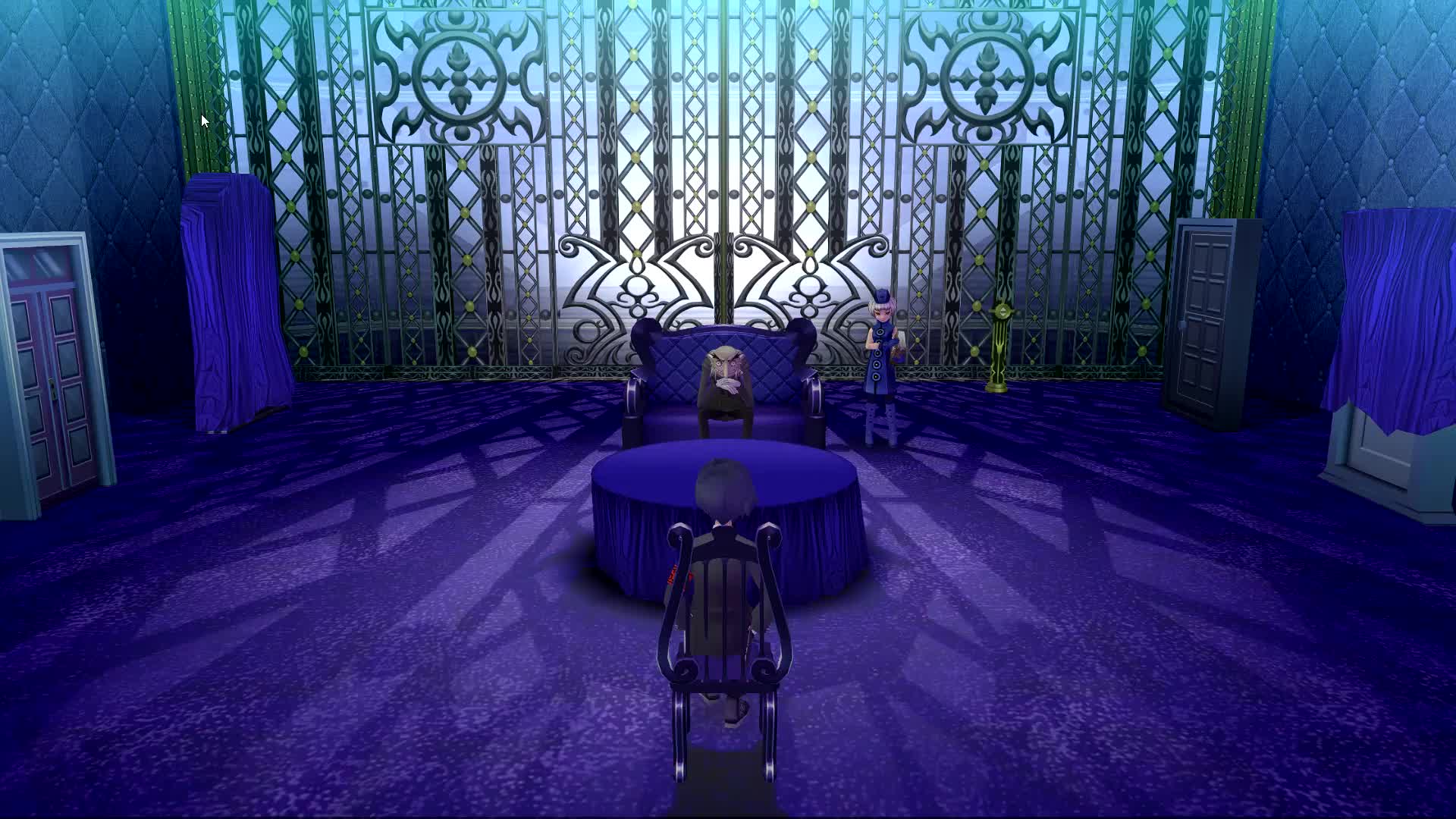 The Velvet Room as it appears in-game. The grating at the back was a particular influence on our stationary and for the second tier of our wedding cake!